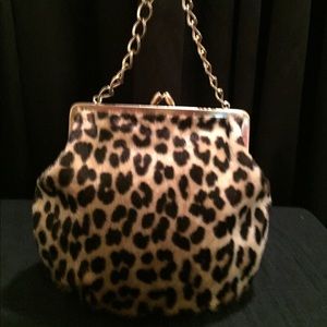 Soft vintage faux leopard fur purse